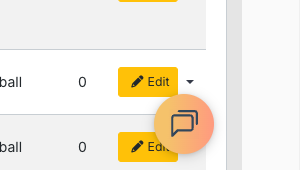 The orange help-chat bubble in the bottom-right corner of a CMS screen.