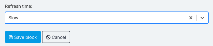 Bottom of the Ice Hockey Standings form: Refresh time set to Slow, with the Save block and Cancel buttons below.