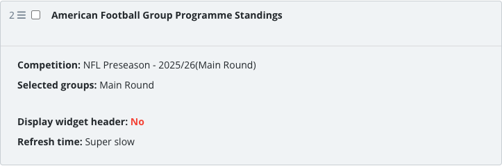 The saved Group Programme Standings widget block in the article body.