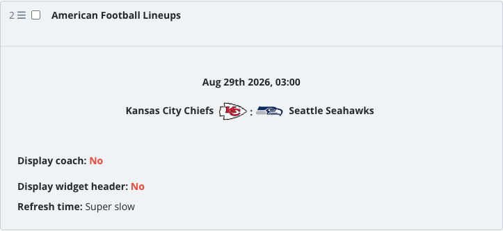 The saved Lineups widget block in the article body.