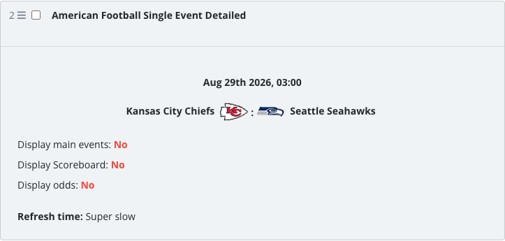 The saved Single Event Detailed widget block in the article body.