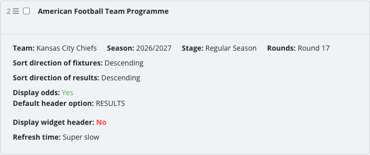 The saved Team Programme widget block in the article body.