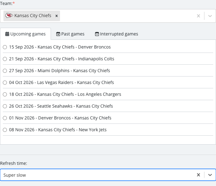 The Timeline options panel with its fields set.
