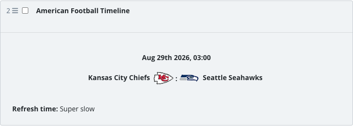 The saved Timeline widget block in the article body.