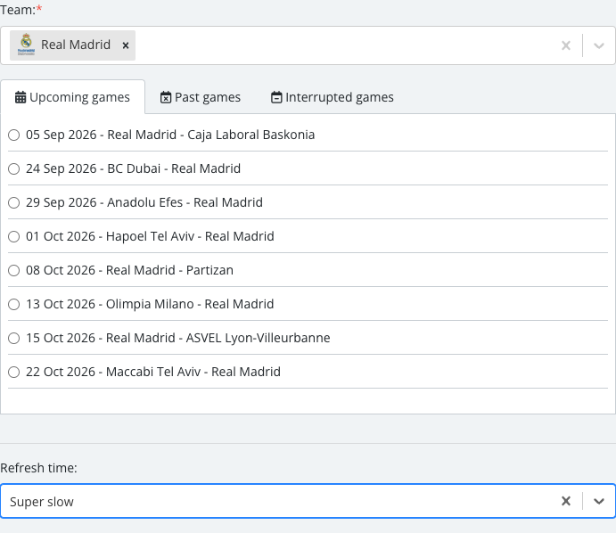 The Single Event Detailed options panel with its fields set.