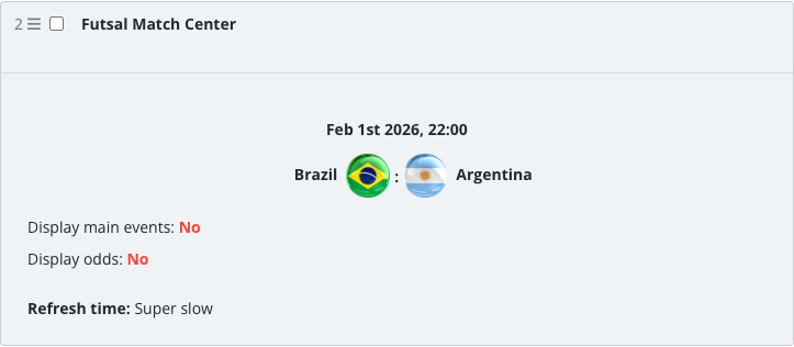The saved Match Center widget block in the article body.