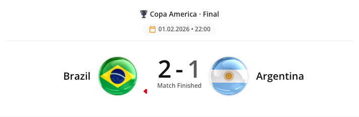 The Futsal Single Event Detailed widget rendered in the CMS preview. By default the widget shows just the match result. Checking Display Scoreboard, where available, adds the half-by-half breakdown underneath it.