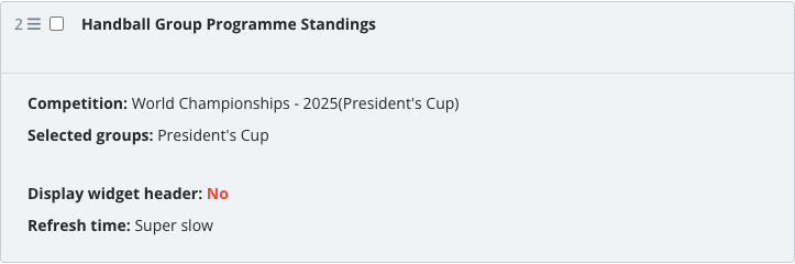 The saved Group Programme Standings widget block in the article body.