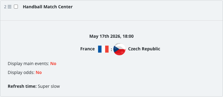 The saved Match Center widget block in the article body.