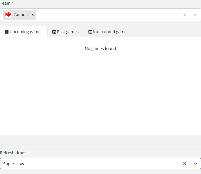 The Match Center options panel with its fields set.
