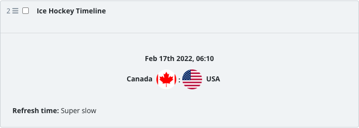 The saved Timeline widget block in the article body.
