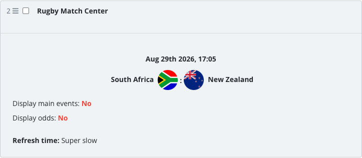 The saved Match Center widget block in the article body.