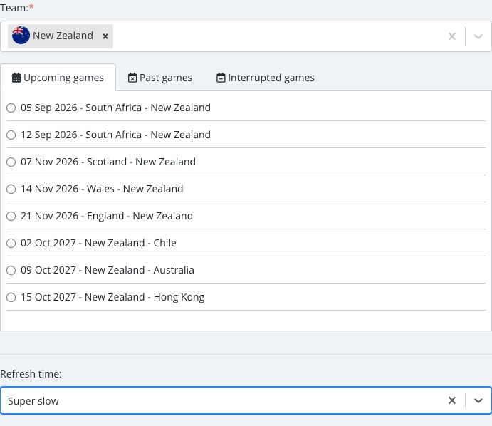 The Single Event Detailed options panel with its fields set.