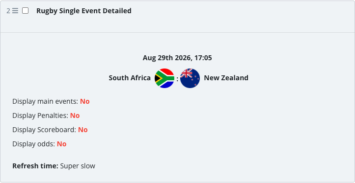 The saved Single Event Detailed widget block in the article body.