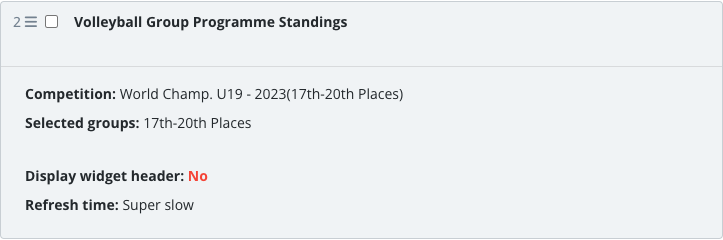 The saved Group Programme Standings widget block in the article body.