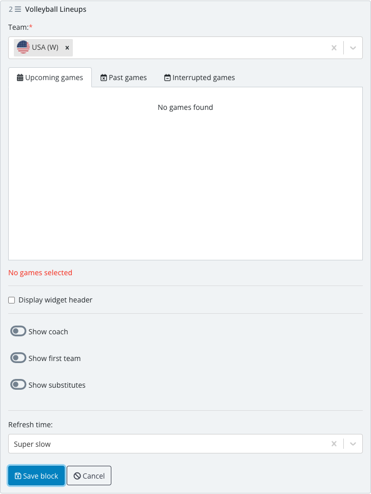 The saved Lineups widget block in the article body.